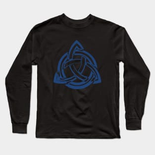 Blue Celtic Triquetra Black And White Long Sleeve T-Shirt